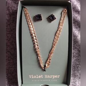 New Violet Harper Jewelry Set With Layered Necklace And Earrings